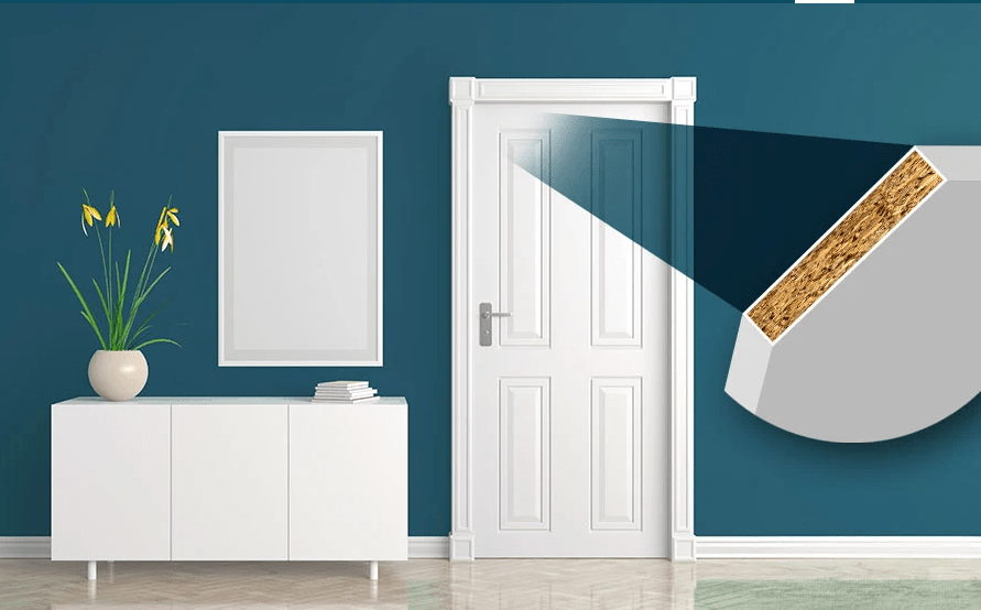 A white molded door