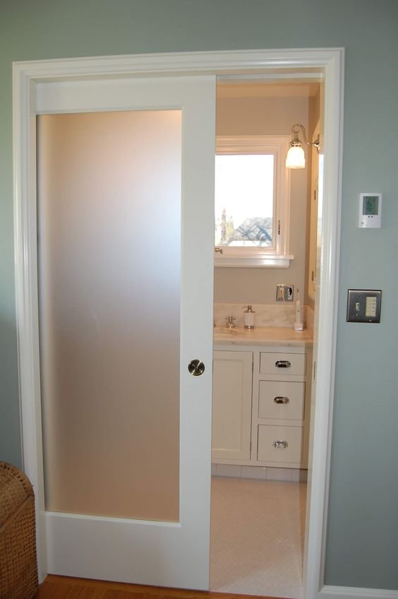 Frosted glass bathroom door