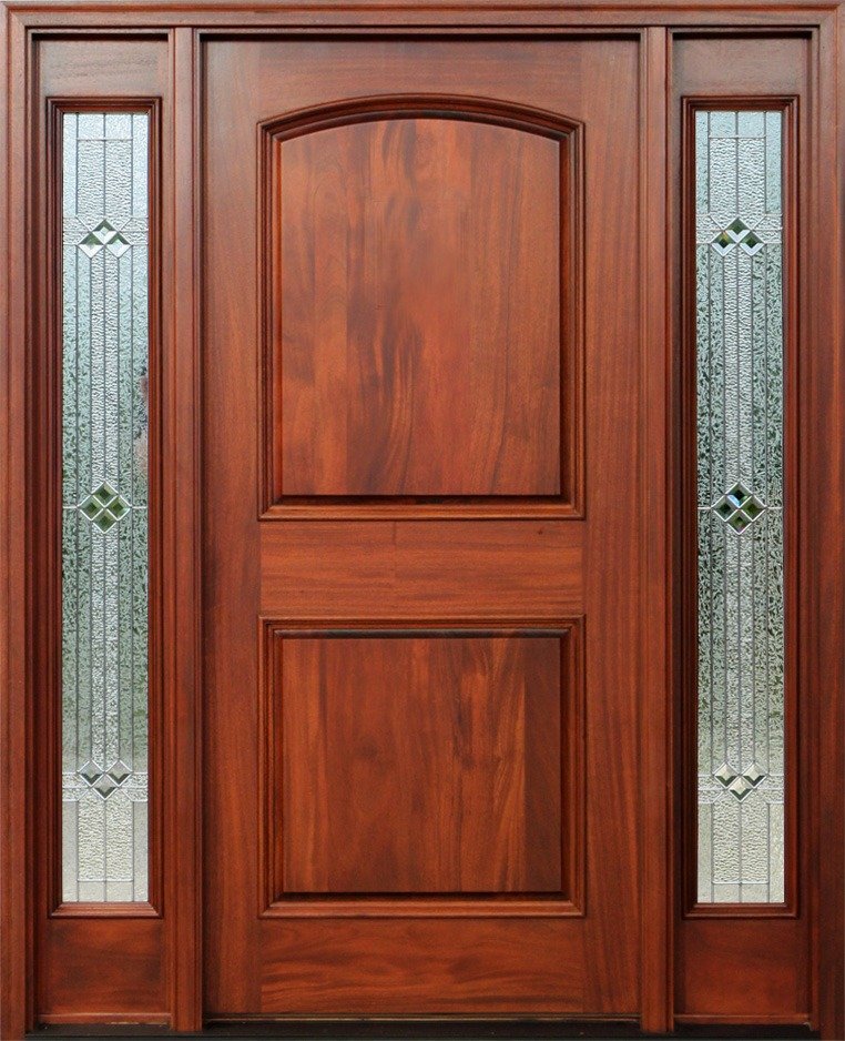 Red wood grain exterior door