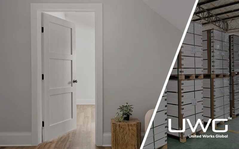 White shaker interior door installed in a modern minimalist room