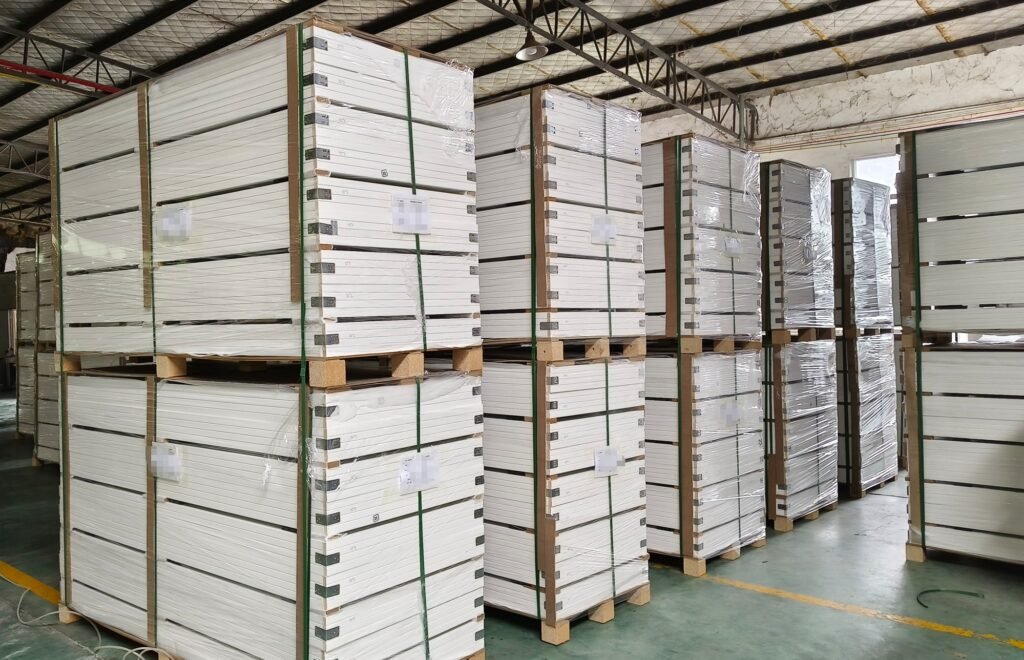 Doors palletized at the UWG factory