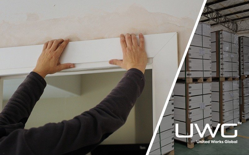 Installing door casing trim around an interior doorway