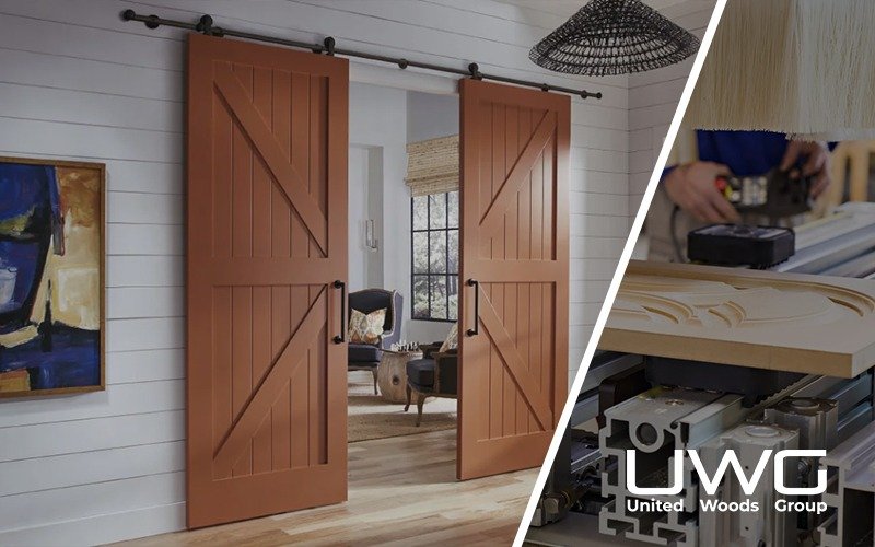 Brick red double barn doors