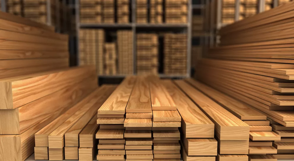 wood in warehouse
