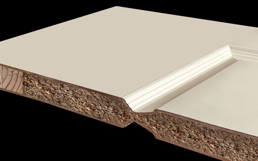 Molded doors with particleboard infill