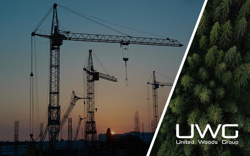 Tower crane at sunset