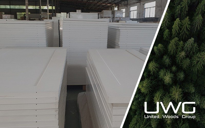 Doors stacked in the UWG factory