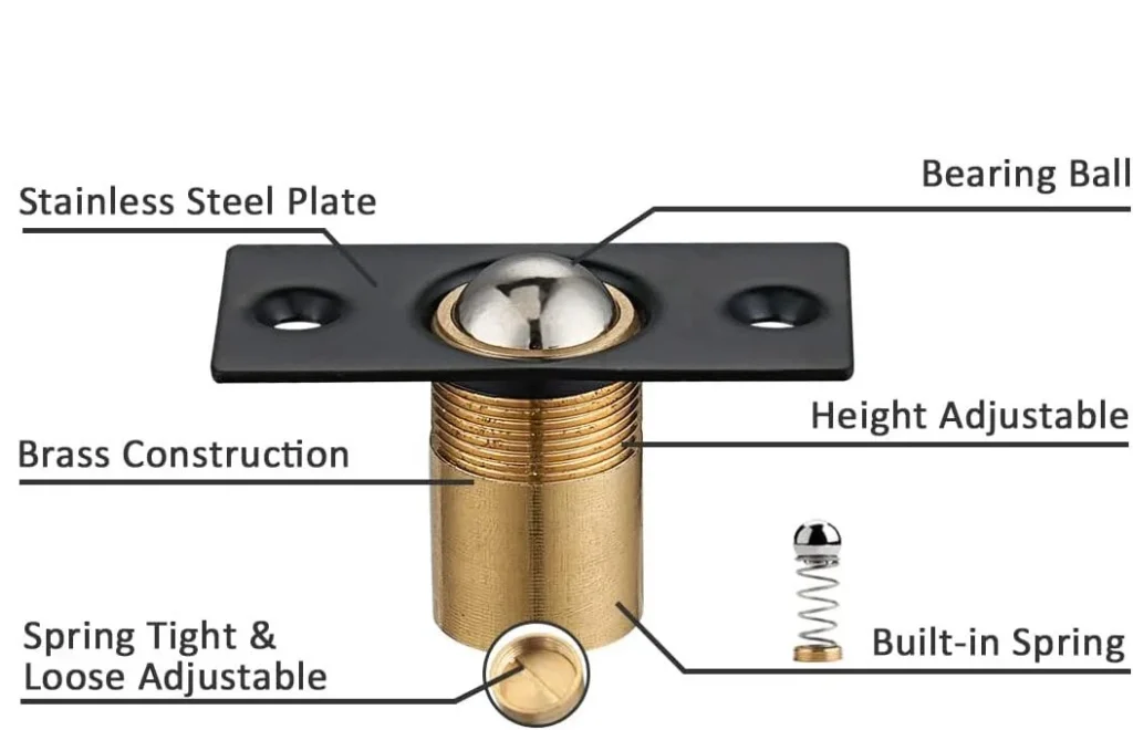 ball catch for top of door with strike plate