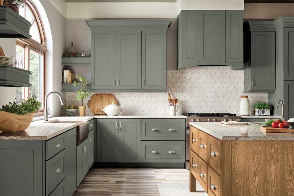green kitchen  cabinet