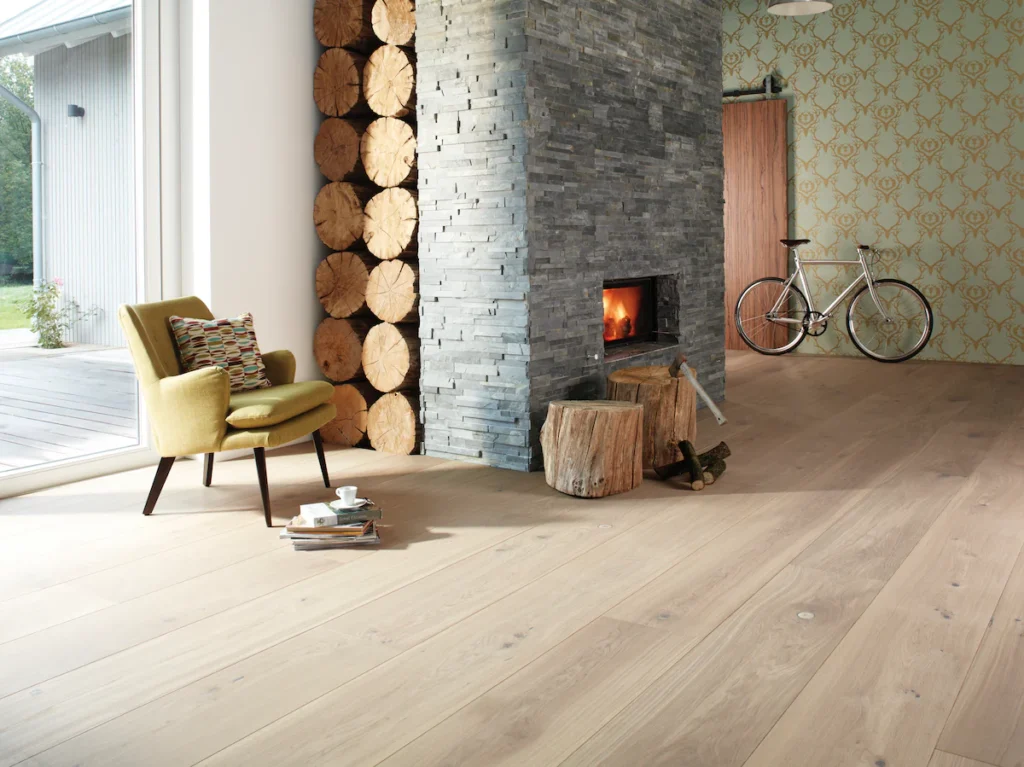Light oak long plank flooring