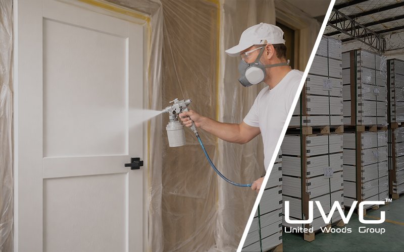 Spray painting a primed door