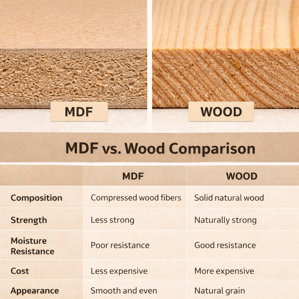 MDF vs Wood comparison chart