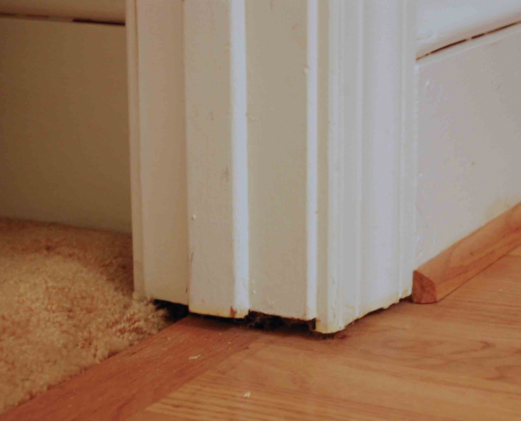 There is a gap at the bottom of the door frame