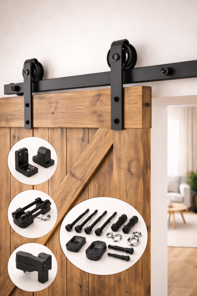 The components of a barn door