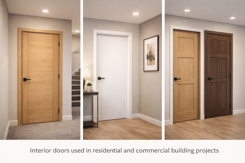 Interior doors used in residential and commercial building projects