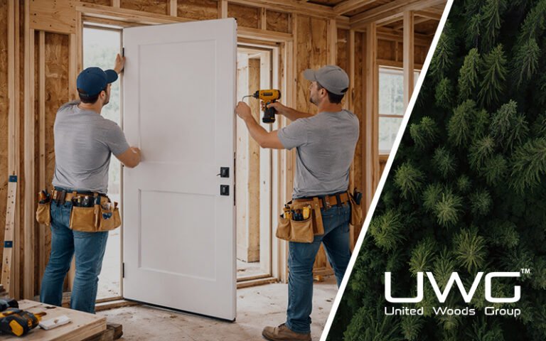 Installing doors at the construction site