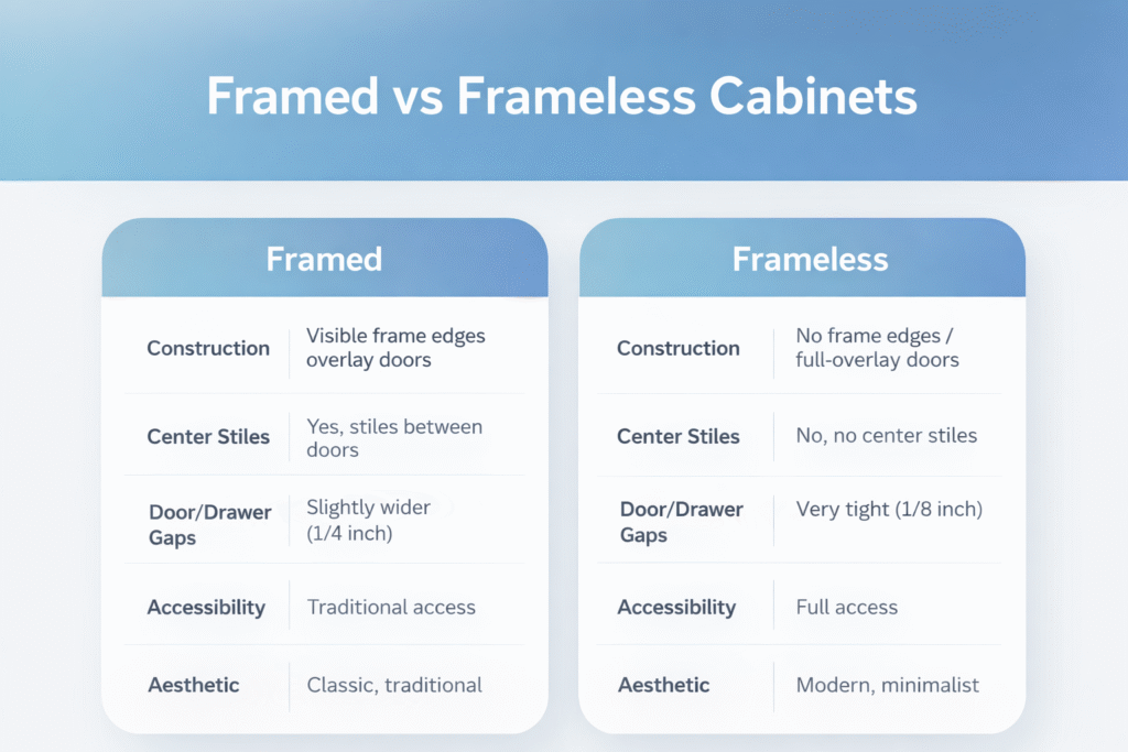 Framed vs Frameless Cabinets Pros and Cons