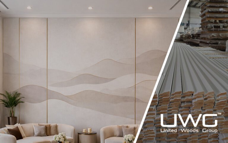 Commercial interior using large decorative wall panels