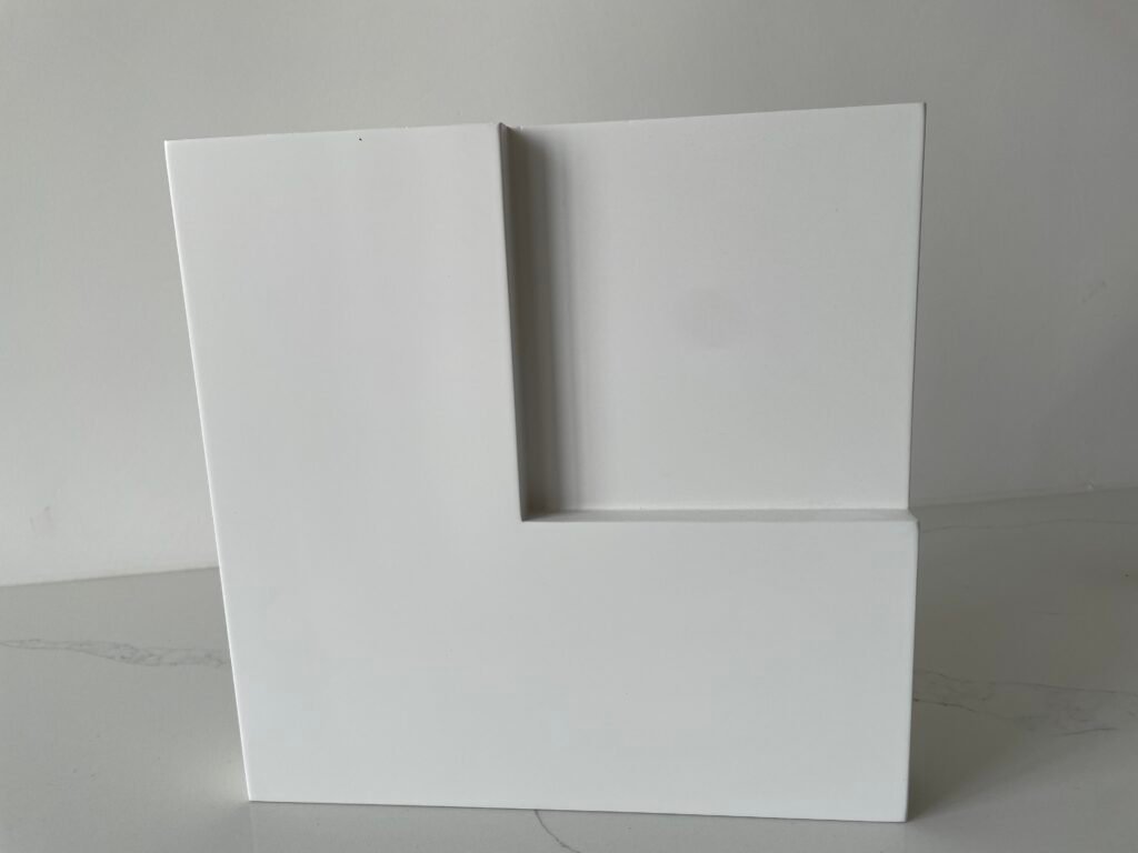 Shaker door corner profile with clean square recessed panel edge
