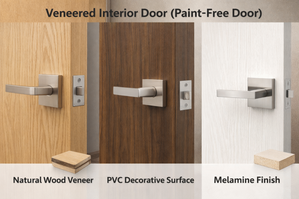 veneered door PVC melamine wood veneer finish