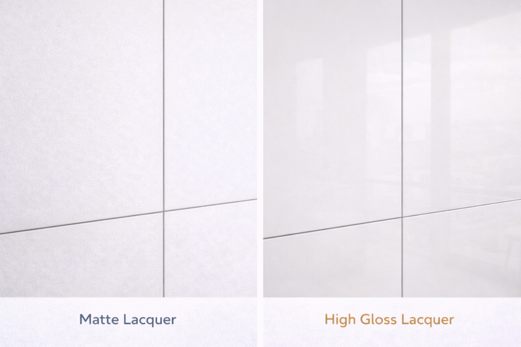 Matte lacquer cabinets vs high gloss lacquer cabinets comparison
