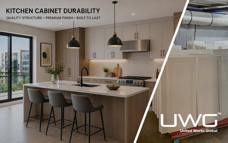 Modern kitchen cabinets showing durability structure and finish in apartment projects
