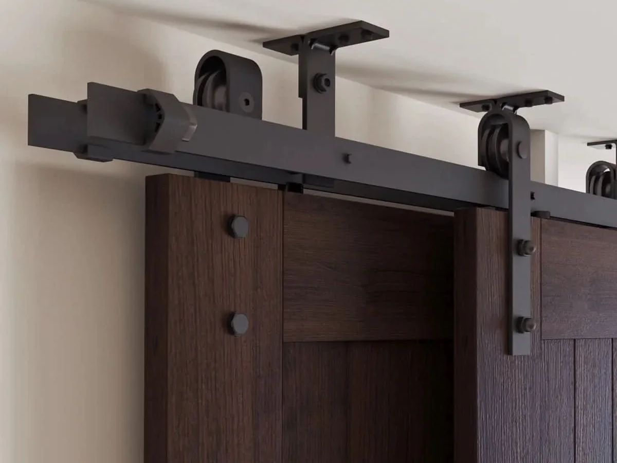 Dark Barn Door with Matte Black Hardware