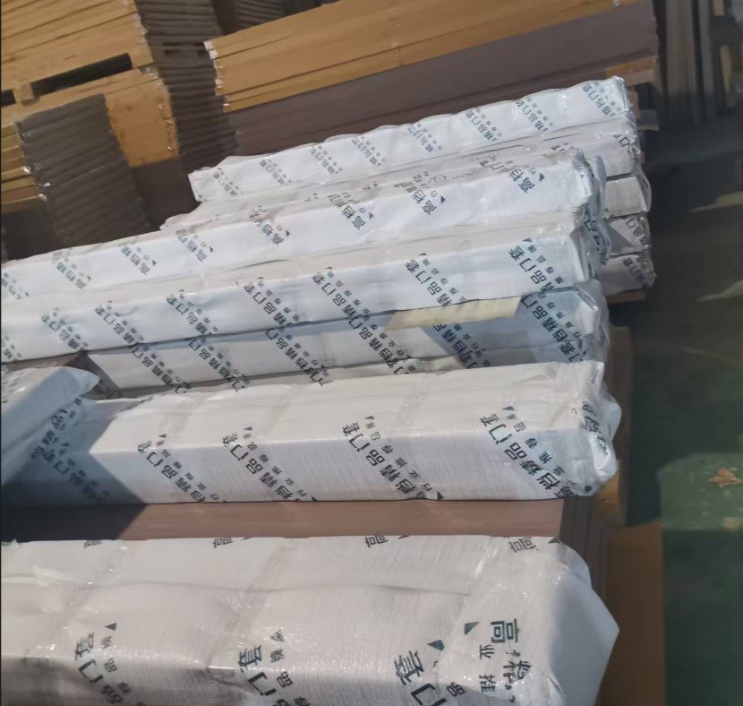 Wooden door trim packed in foam padding