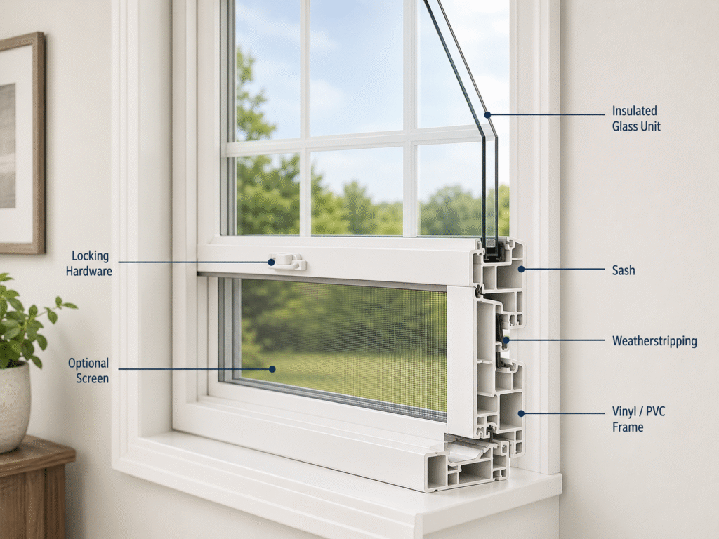 1.the Components of Vinyl Windows