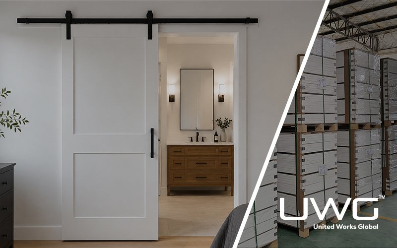 Modern shaker barn door in residential interior project