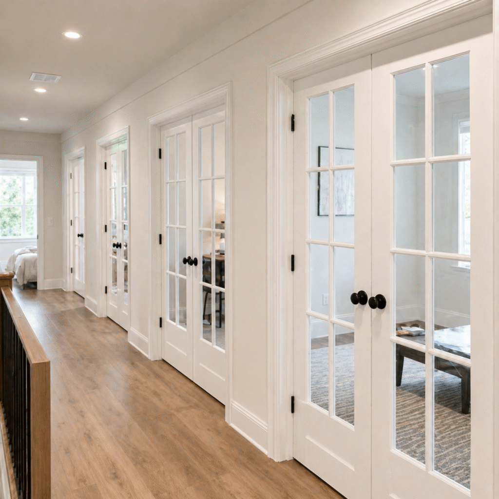 Multi-Unit Installation of White French Doors