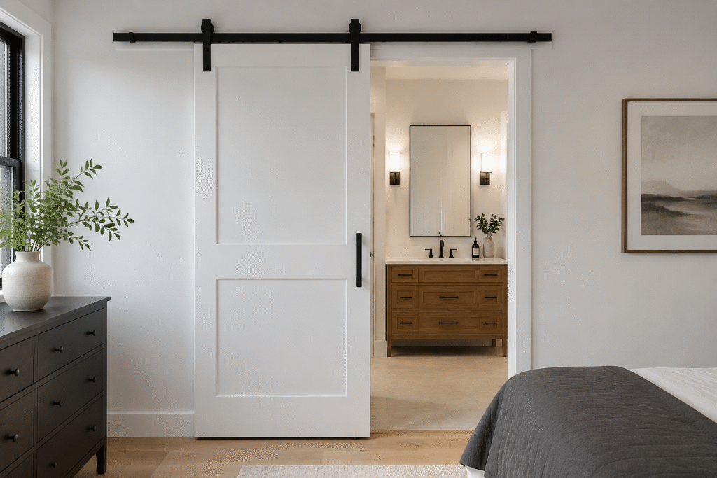 Modern shaker barn door in residential interior project
