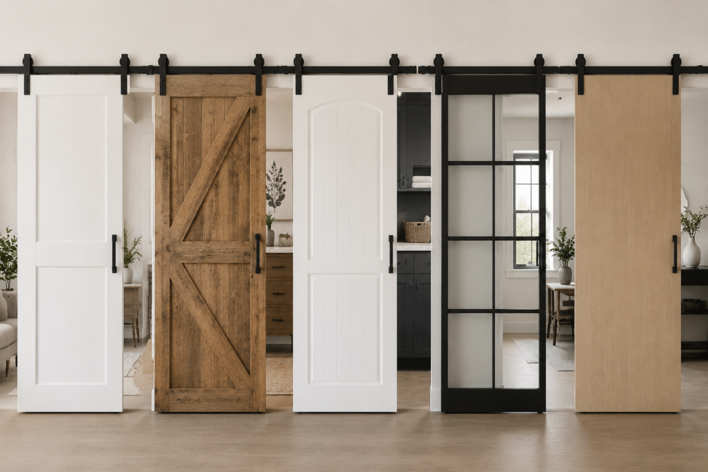 Different barn door styles for residential and commercial projects