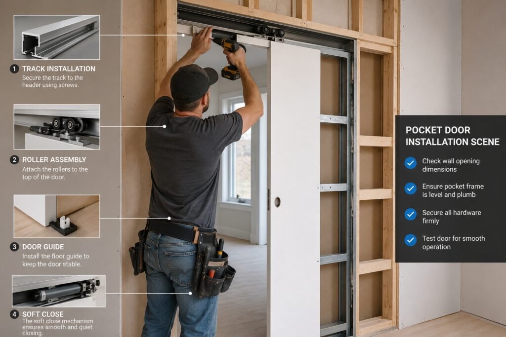 installation scene-pocket door