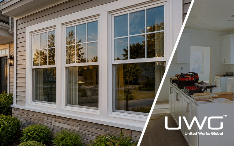 Completed residential project featuring properly installed double hung windows