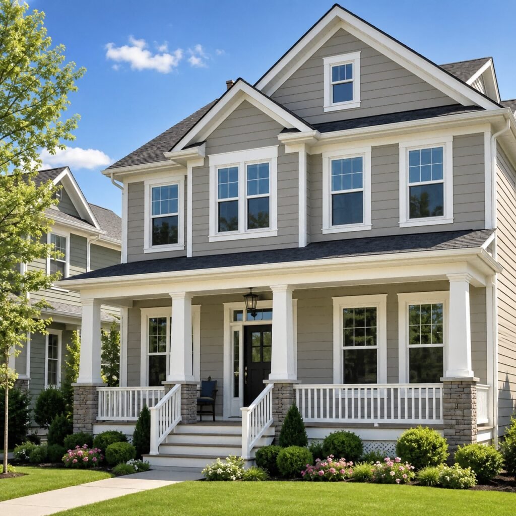 Double Hung Windows on Traditional American Home