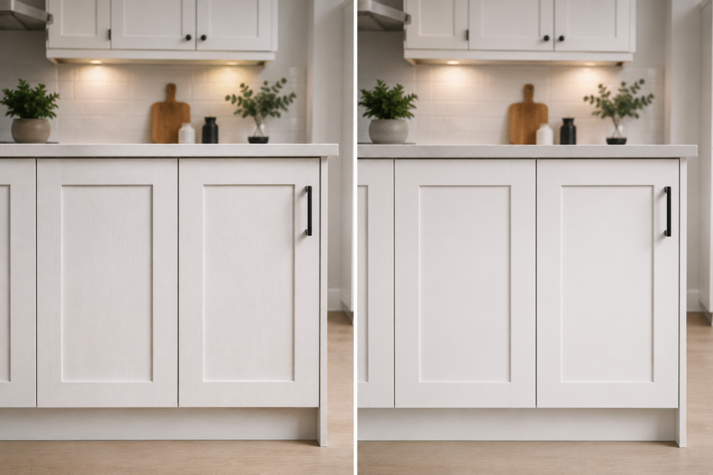 Painted solid wood cabinet door compared with painted MDF cabinet door