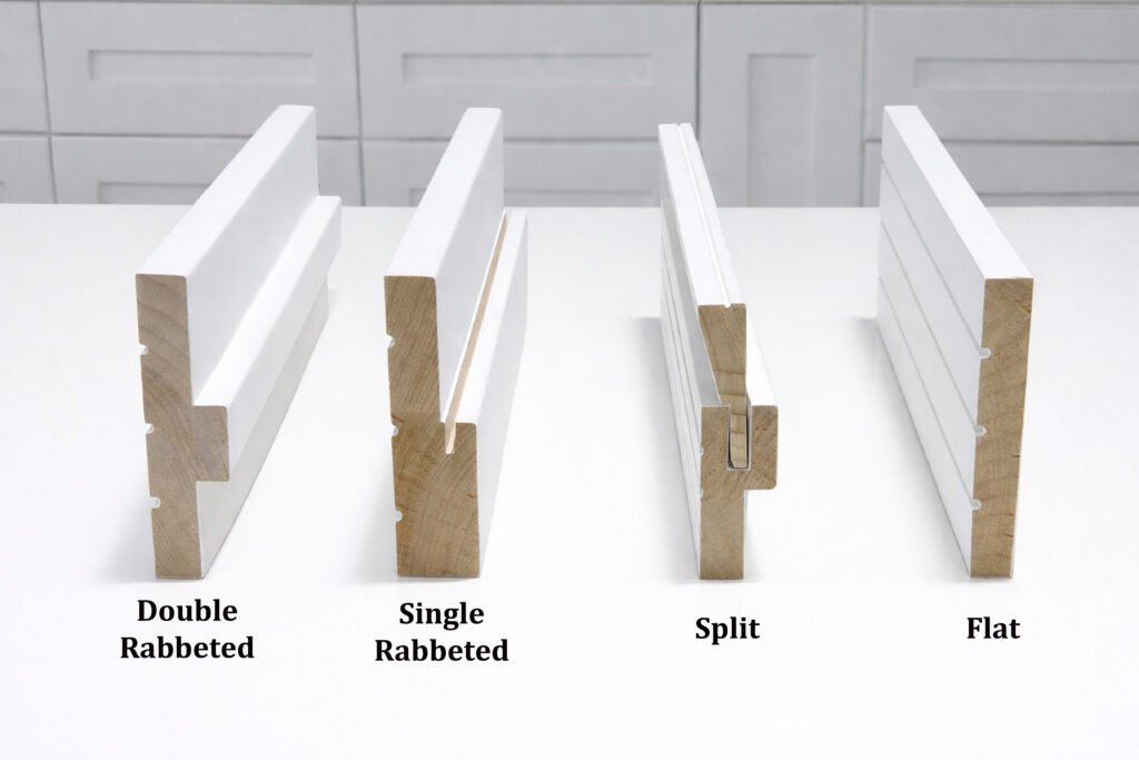 A single diagram to understand Double Rabbeted, Single Rabbeted, Split, and Flat door frames