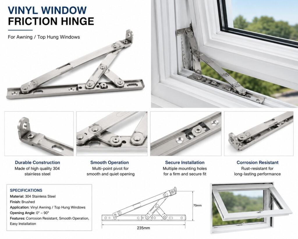 vinyl window hinge