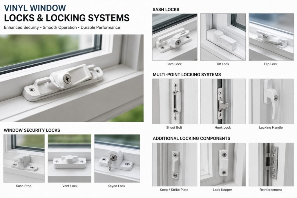 vinyl window locks and locking system
