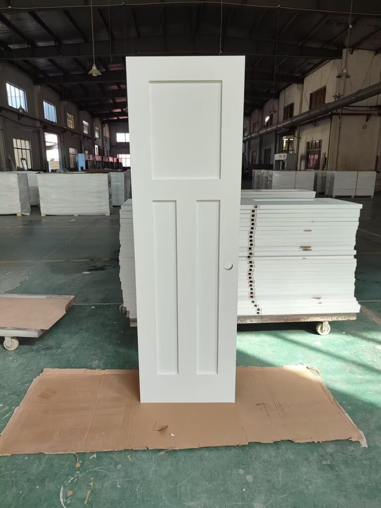 Three-panel Shaker interior door slab in the UWG factory