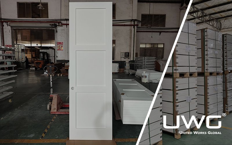 Three-panel Shaker interior door slab