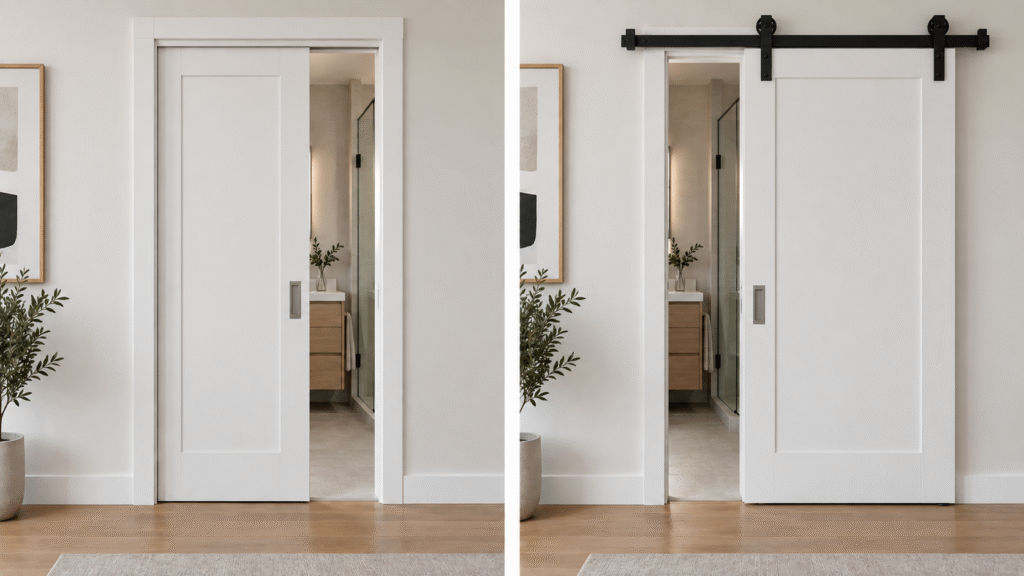 Bathroom-Pocket door vs barn door