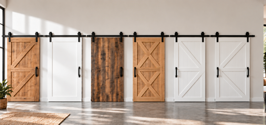 Classic barn door styles with hardware