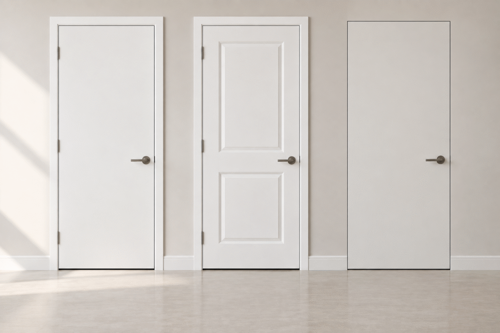 Flush, molded, flsuh to wall door