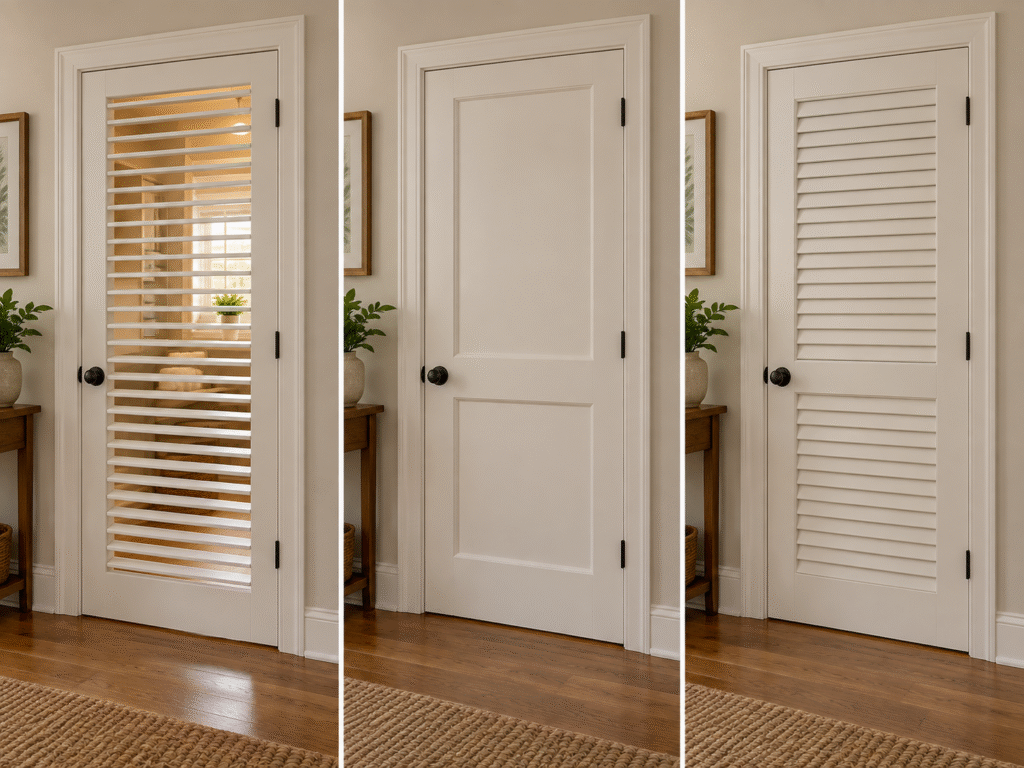 Louvered Doors vs. Solid and Faux-Louver Doors in same room