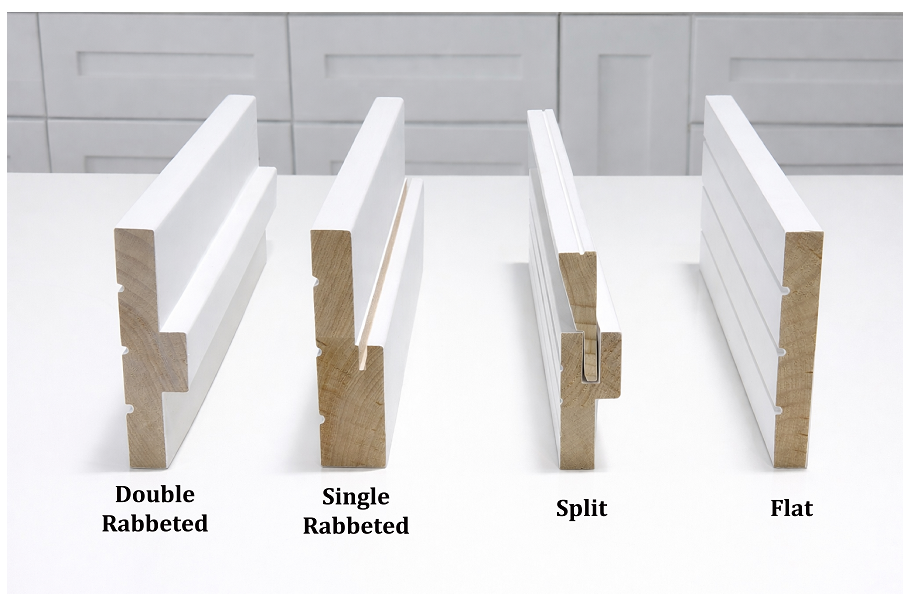 Flat single-rabbeted and double-rabbeted interior door jamb profiles