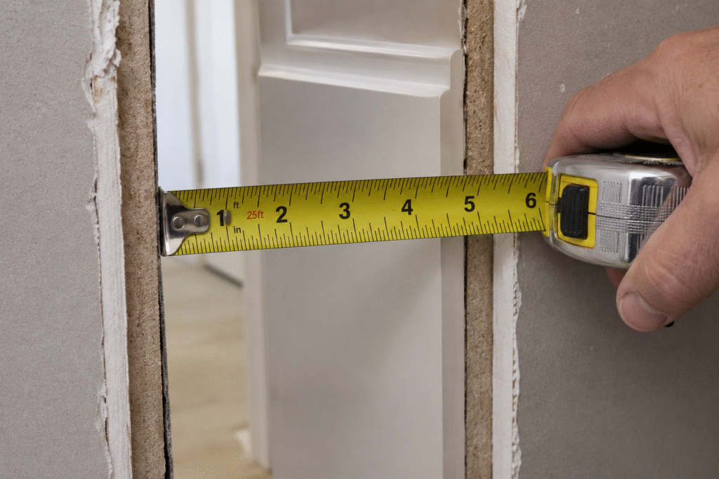Measuring the width of an interior door jamb