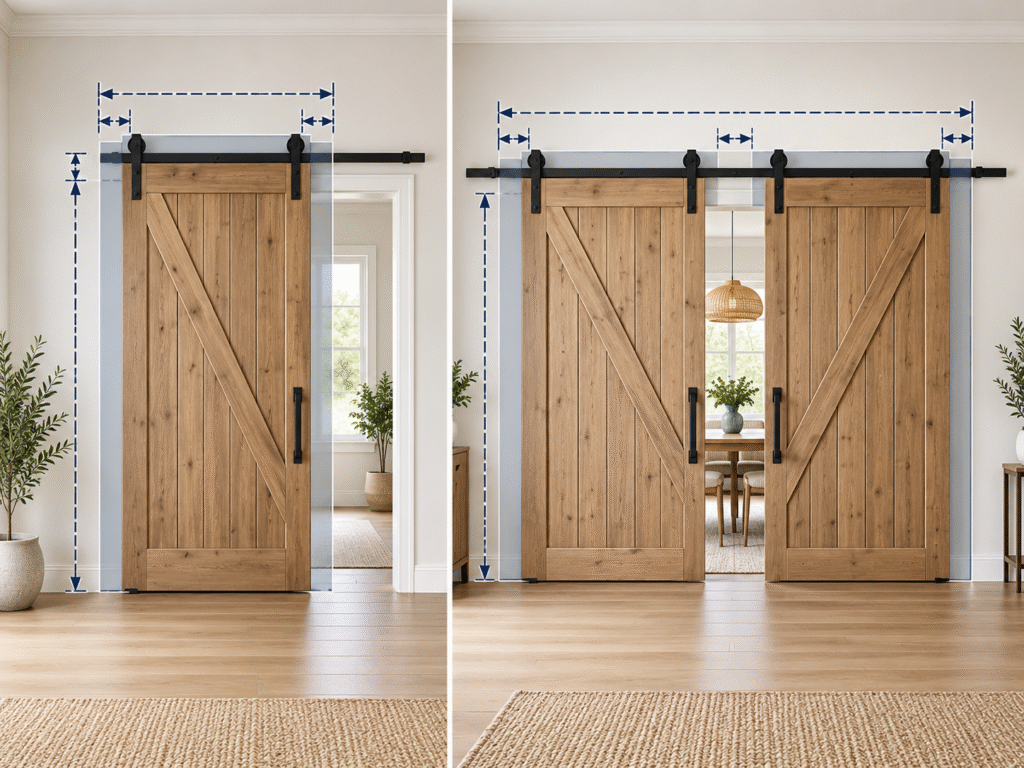 Single and Double Barn Door Opening Size