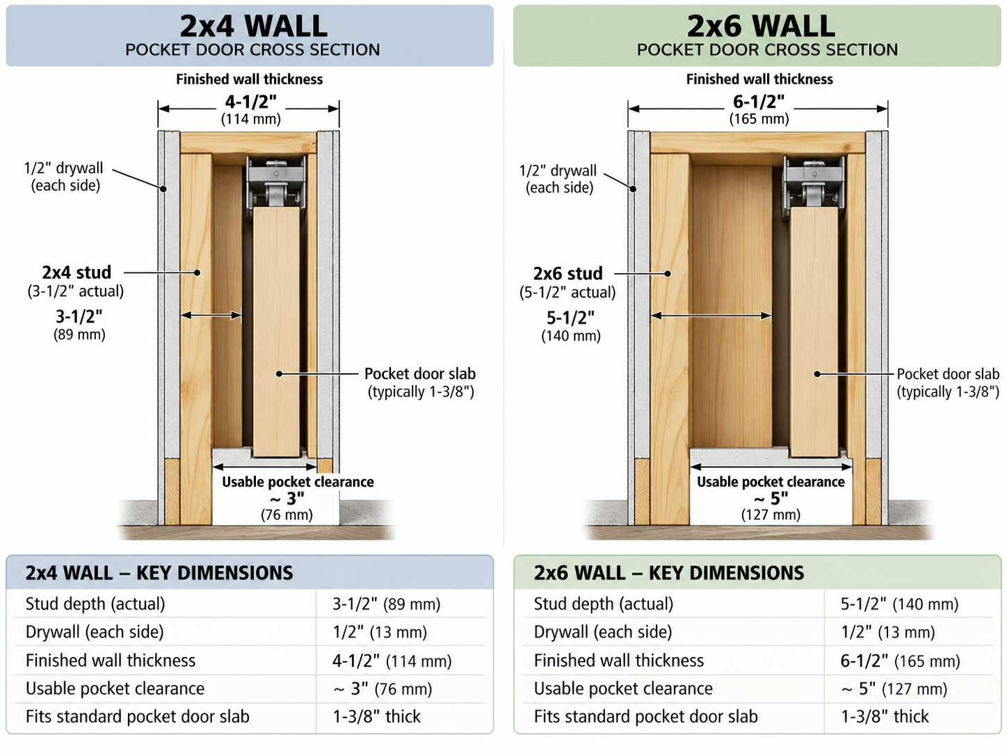 2×4 vs. 2×6 Pocket Door Wall Comparison